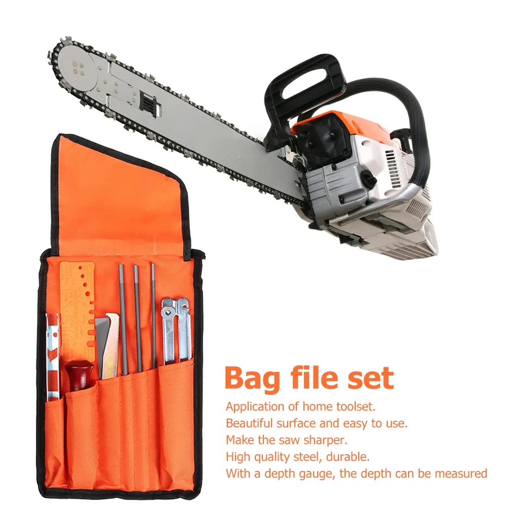 10pcs Professional Chainsaw Chain Grinding Kit Round Flat File Guide Hand Tools File Shield Folder Depth Gauge