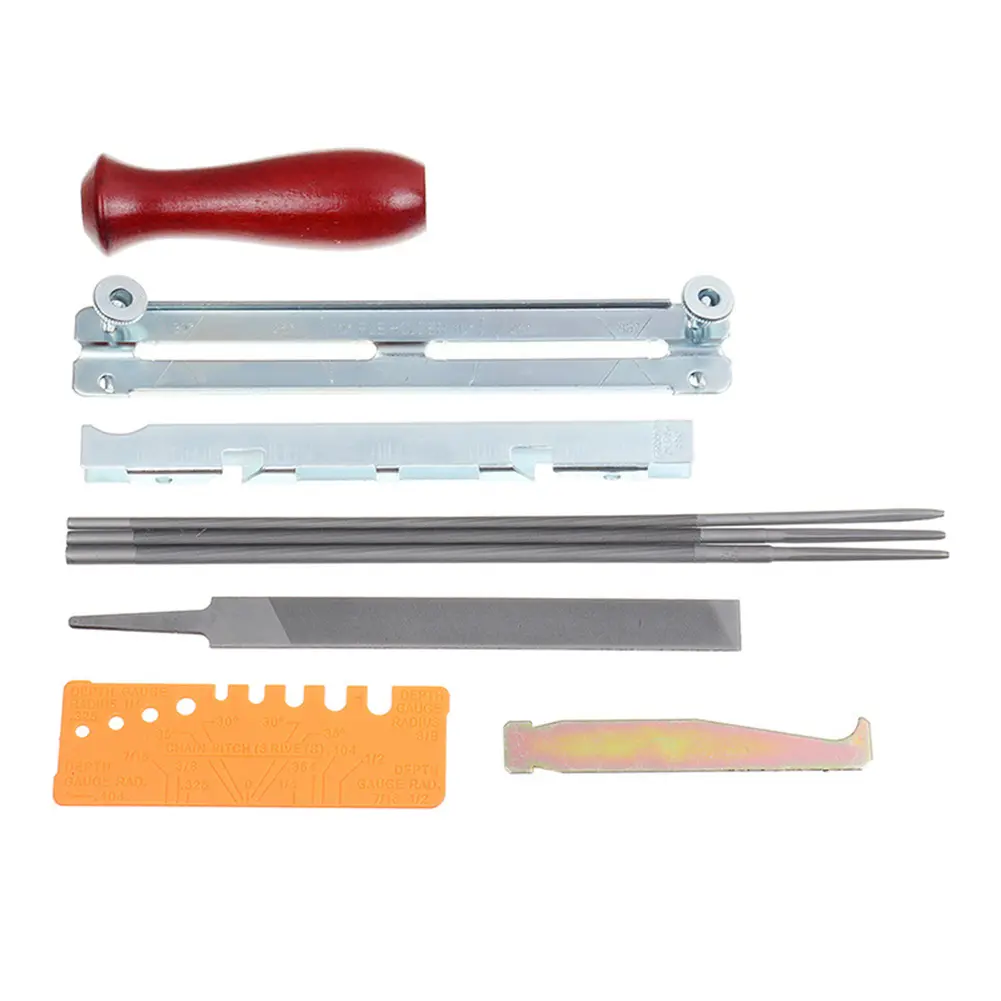10pcs Professional Chainsaw Chain Grinding Kit Round Flat File Guide Hand Tools File Shield Folder Depth Gauge