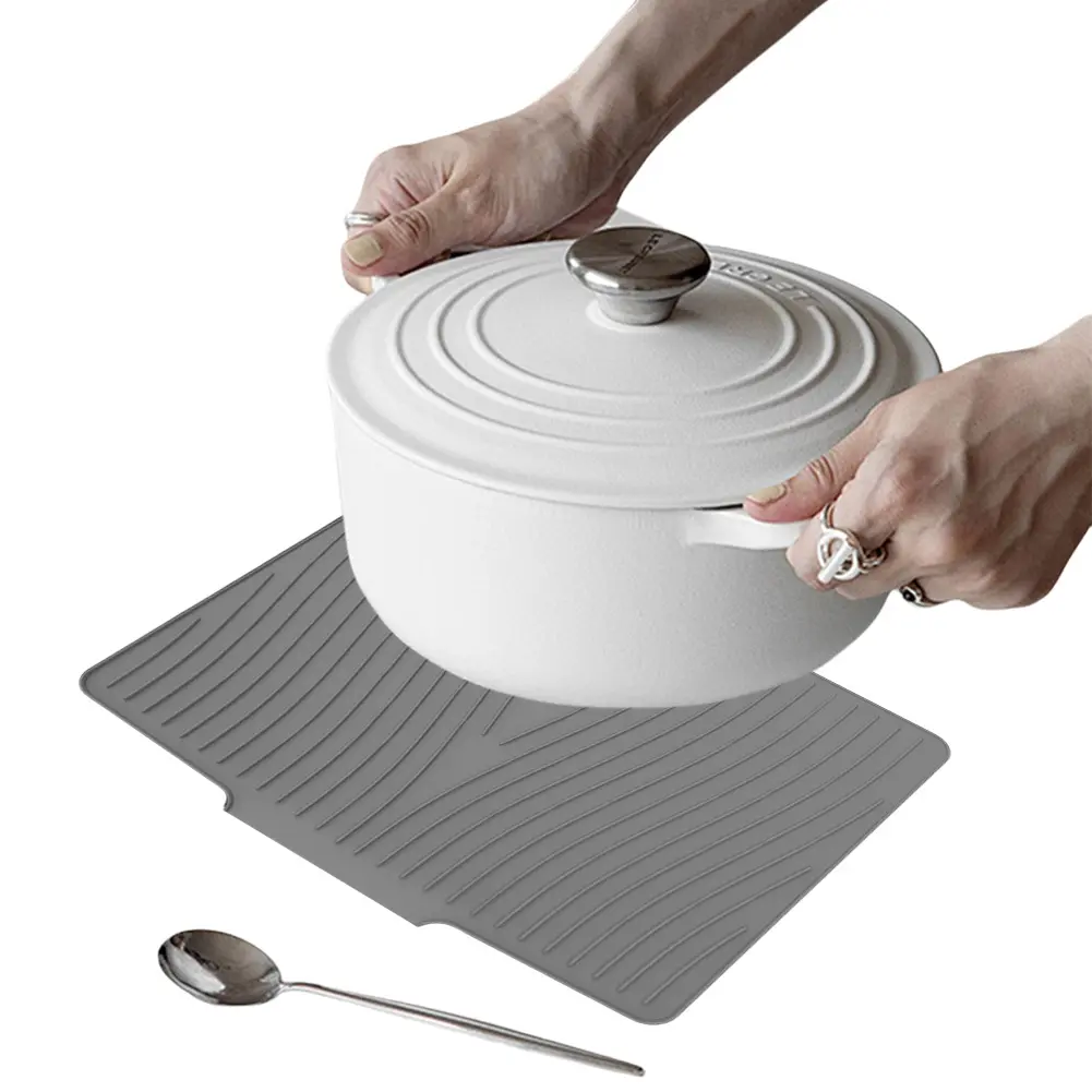 Silicone Dish Drying Mat Heat Resistant Dish Drying Pad Drain Pad Diversion Opening Slope Drainage Pad for Kitchen Counter