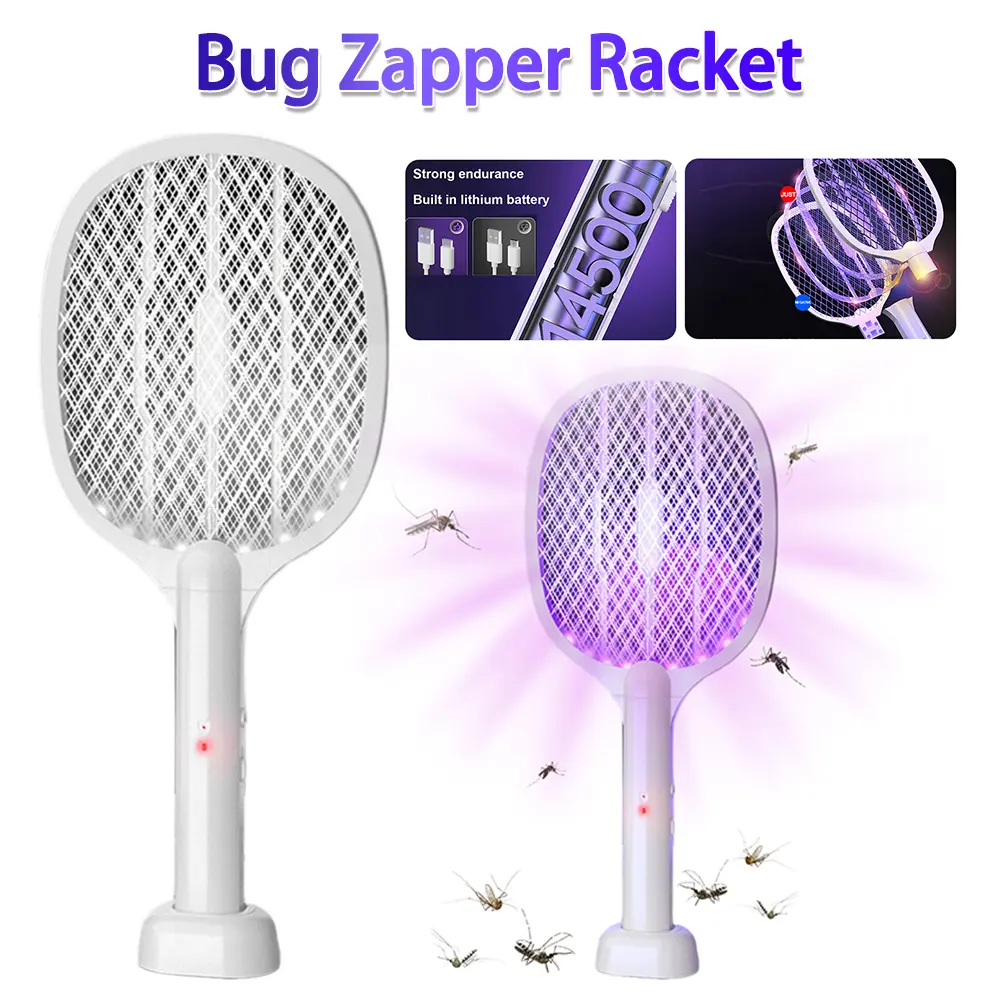 2 in 1 Electric Fly Swatter Handheld Mosquito Swatter Fly Killer and Mosquito Trap Lamp for Home Office Backyard Patio Camping