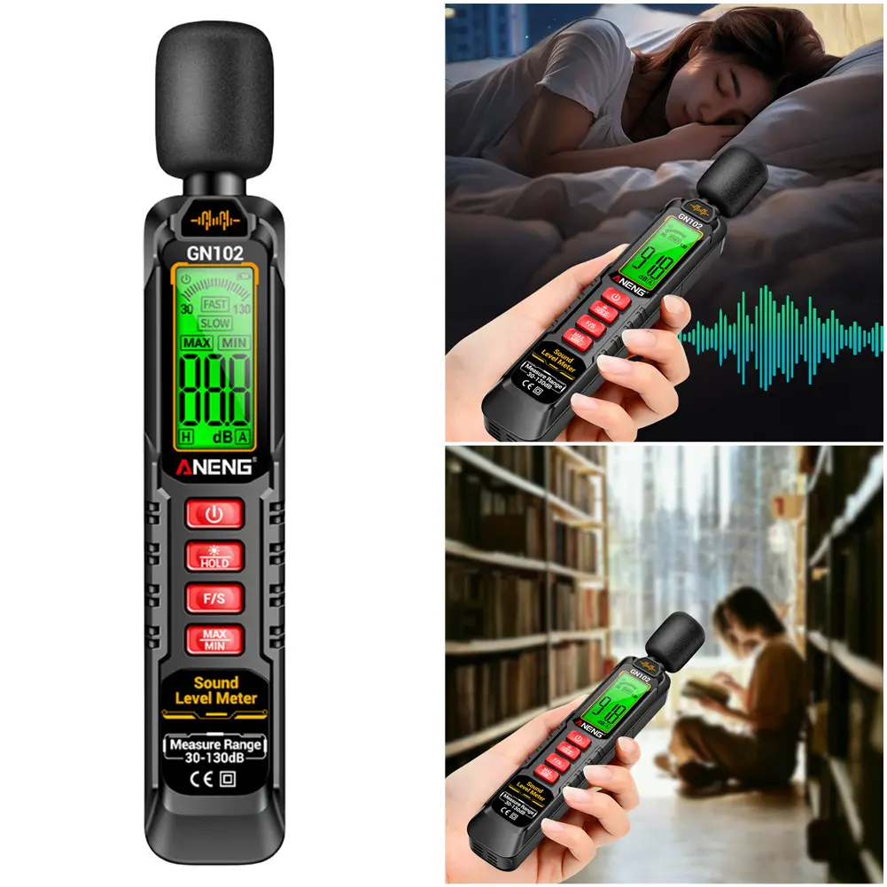 Decibel Meter Range 30-130dB Portable Sound Level Meter with LED Display Digital Noise Meter for Home Neighborhood Factory