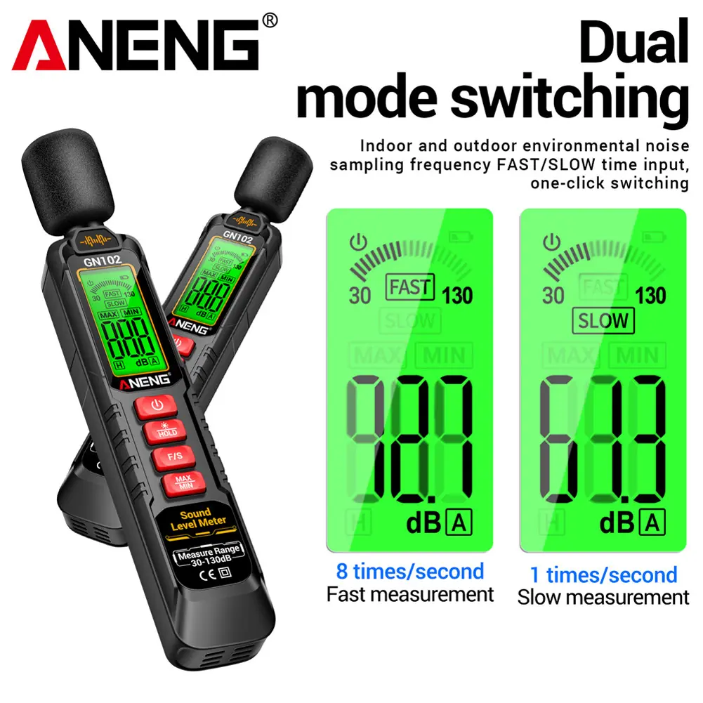 Decibel Meter Range 30-130dB Portable Sound Level Meter with LED Display Digital Noise Meter for Home Neighborhood Factory