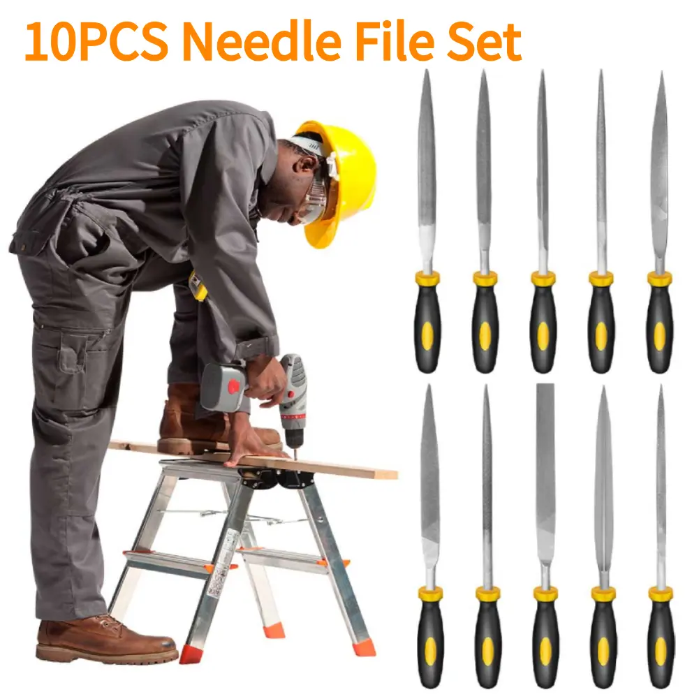 10PCS Needle File Set Needle Diamond Files Ergonomic Handle Hand File Tool Non Slip Metal Rasp Needle Files for Sanding Shaping