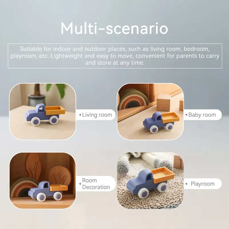 Baby BPA Free Silicone Car Ambulance Toys Wooden Cartoon Bus Teether Educational Montessori Toys For Children Teething Baby Toys
