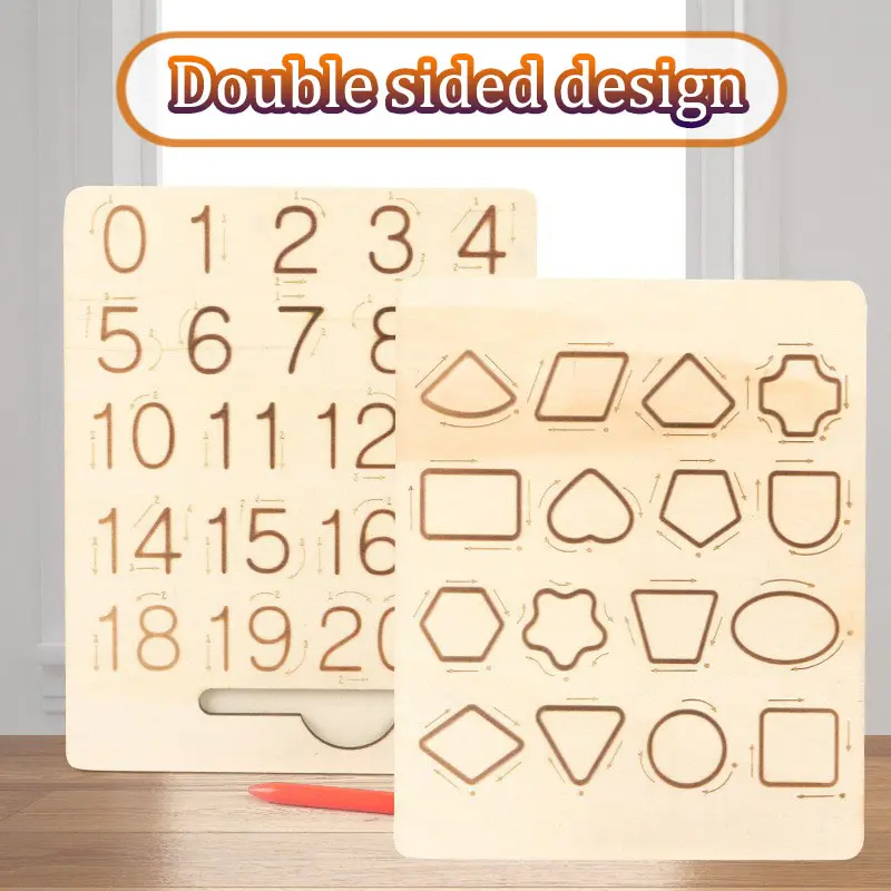 Children Wooden Alphanumeric Writing Groove Pen Board Montessori Education Learning Pen Control Training Games Educational Toys