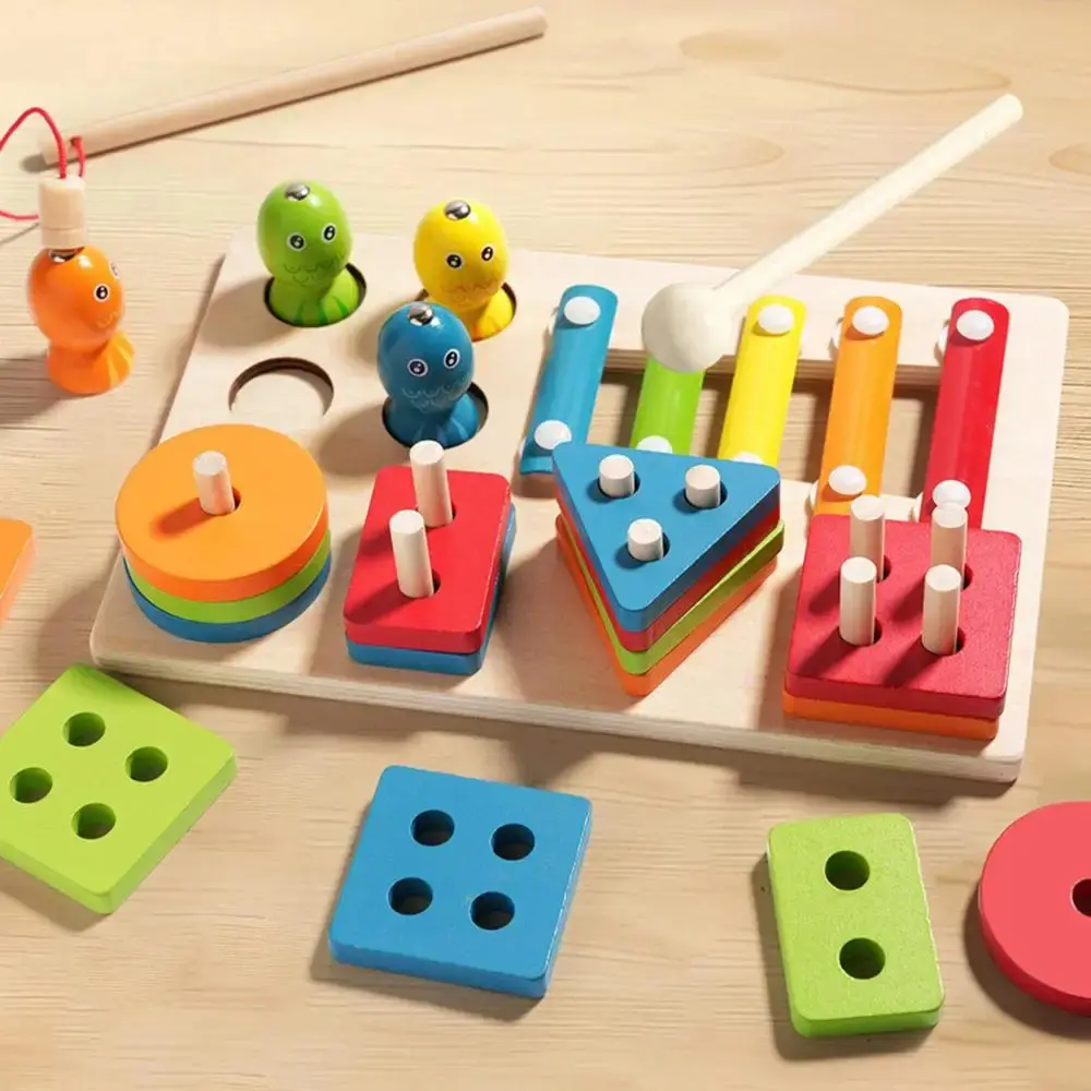 Montessori Baby Wooden Sorting Stacking Toys Shape Color Colorful Block  Educational Learning Toys for Boys Girls Birthday Gift