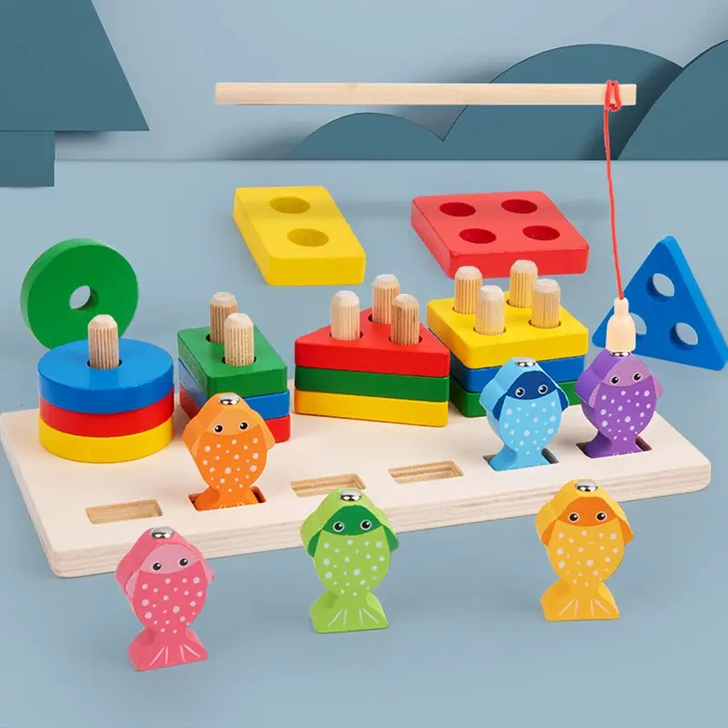 Montessori Baby Wooden Sorting Stacking Toys Shape Color Colorful Block  Educational Learning Toys for Boys Girls Birthday Gift