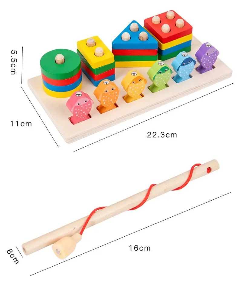 Montessori Baby Wooden Sorting Stacking Toys Shape Color Colorful Block  Educational Learning Toys for Boys Girls Birthday Gift