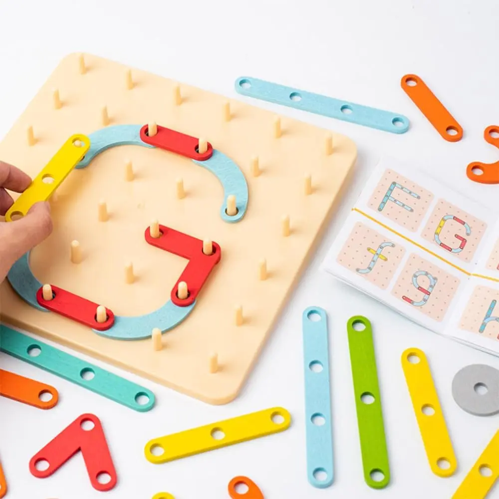 Creative Nail Board Puzzle Toys Montessori Education Geometric Graphics With Cards Preschool Kids Early Learning Game Toy Gifts
