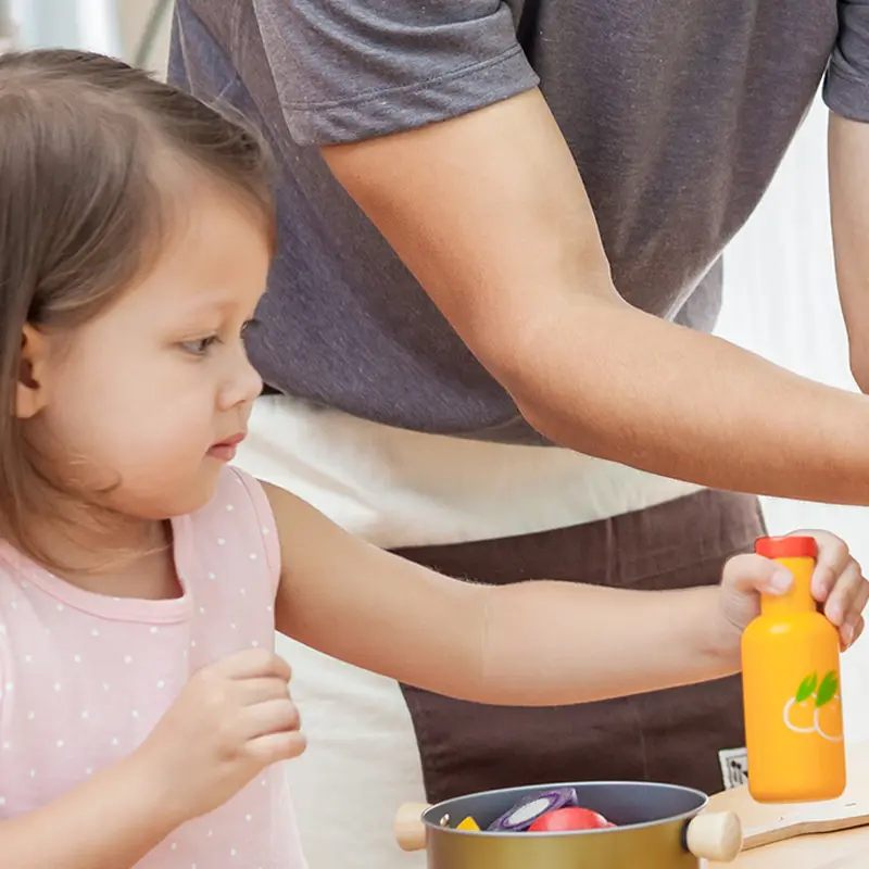 Baby Kitchen Toys Wooden 3D Toy Play House Sauce Bottle Honey Lifelike Strawberry Solid Wood Simulation Toy Educational Toy Gift