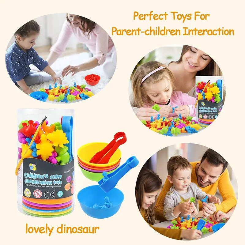 Montessori Animal Sorting Sensory Toys Rainbow Counting Color Matching Fine Motor Training Kids Activity Games For 3-6 Years Old