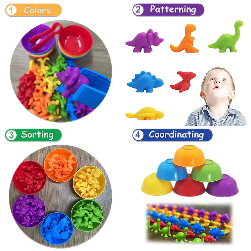 Montessori Animal Sorting Sensory Toys Rainbow Counting Color Matching Fine Motor Training Kids Activity Games For 3-6 Years Old