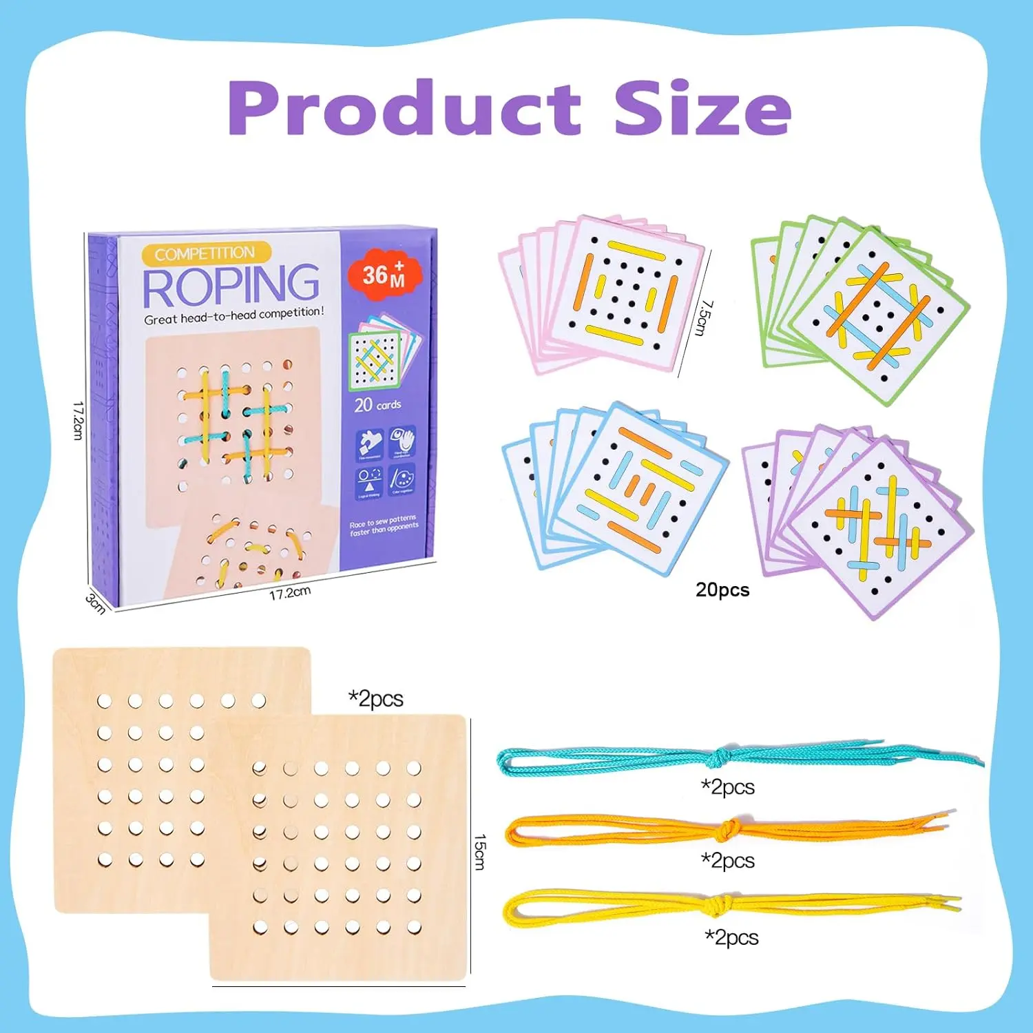 Montessori Wooden Threading Activity Puzzles,Early Educational Fine Motor Skill Travel Toy，Birthday Gifts for Boys and Girls