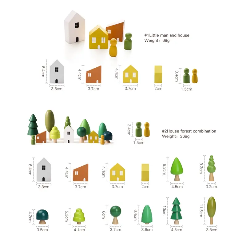 Wooden Building House Block Forest Ornaments Toy Christmas Tree Children Montessori Education Toy Wooden Grasp Matching Toy Gift