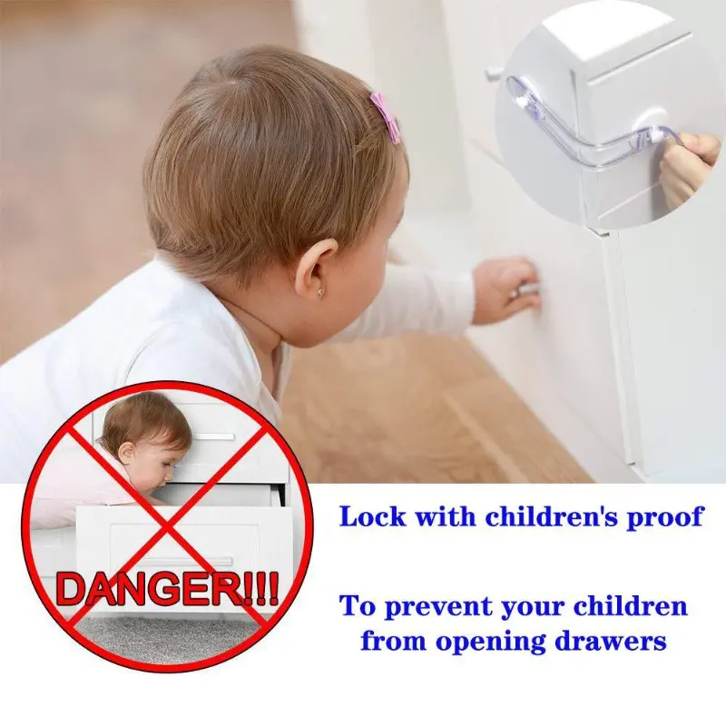 3/5/10Pcs Baby Safety Cabinet Locks & Straps Kids Plastic Drawer Locks for Home Proofing Adjustable Length for Secure Closure
