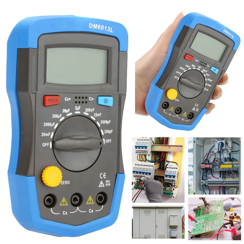 DM6013L Digital Capacitor Tester 1999 Counts 200pF~20mF Electronic Capacitance Tester Data Hold LCD Backlight Measurement Tools