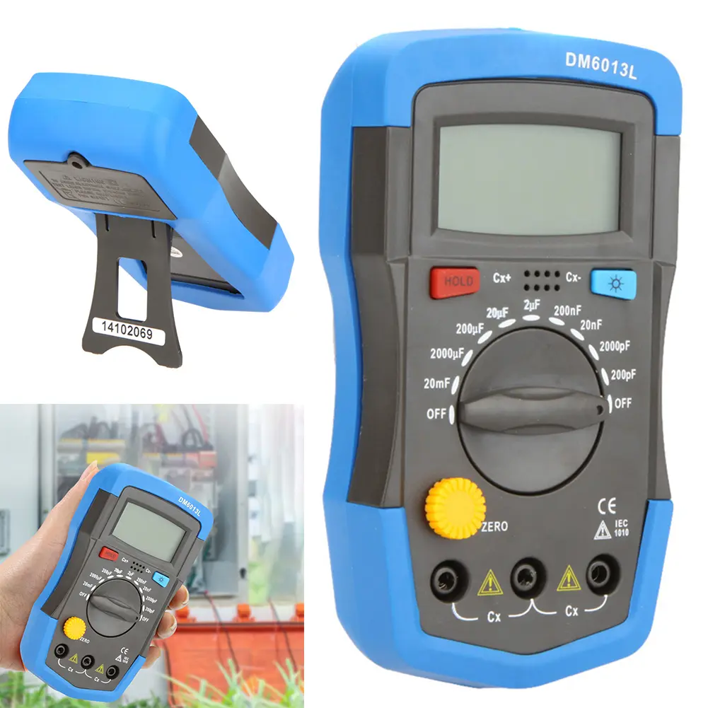 DM6013L Digital Capacitor Tester 1999 Counts 200pF~20mF Electronic Capacitance Tester Data Hold LCD Backlight Measurement Tools