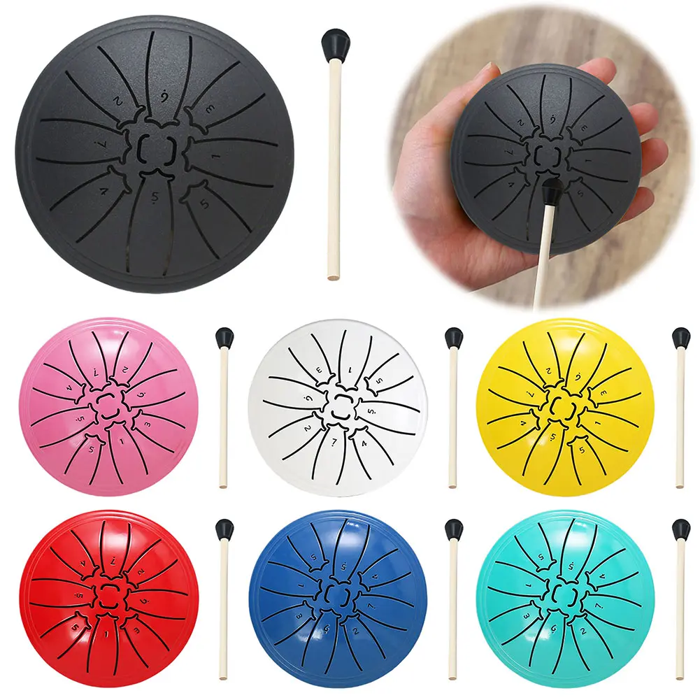 4 Inch 8 Notes Percussion Instruments with Drum Mallet Rain Chime Rain Drum Instrument for Yoga Meditation Unique Gift