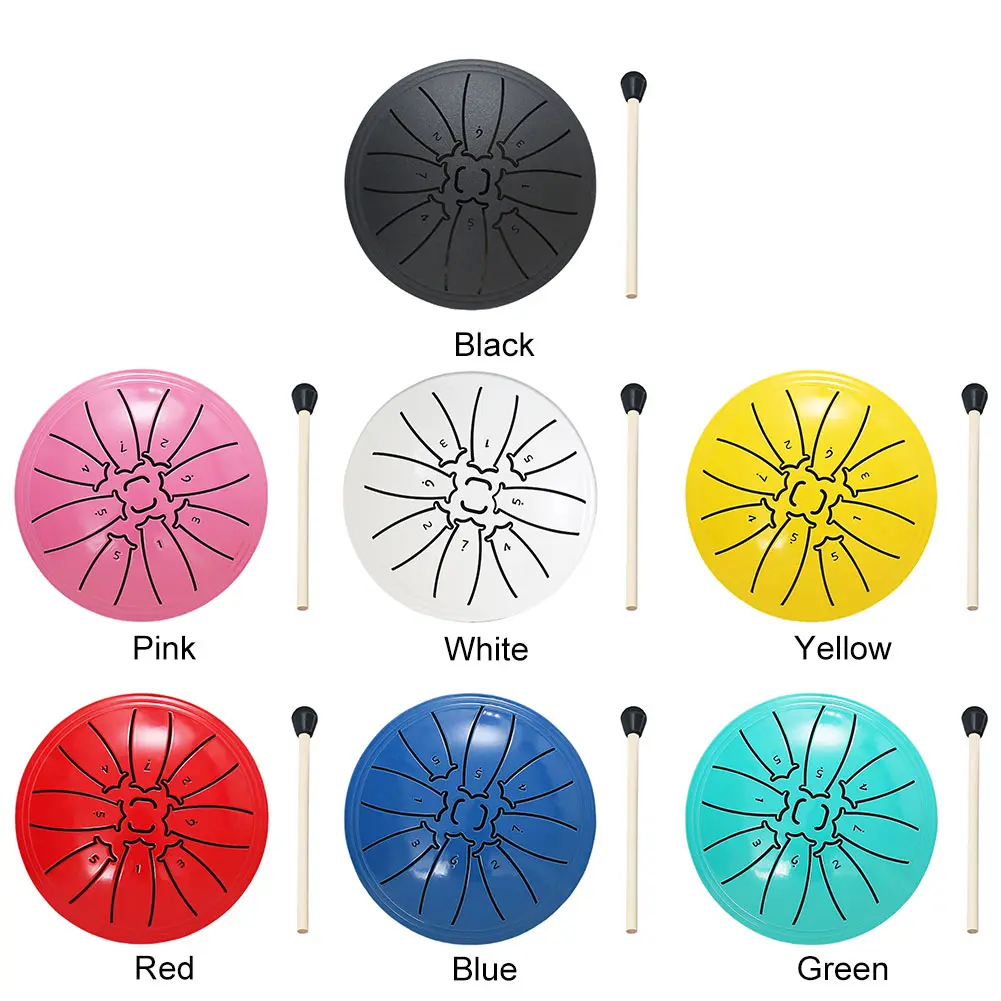 4 Inch 8 Notes Percussion Instruments with Drum Mallet Rain Chime Rain Drum Instrument for Yoga Meditation Unique Gift