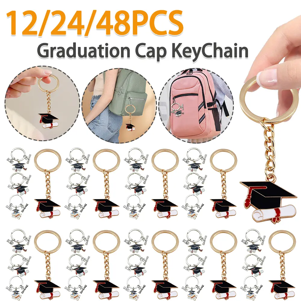 12-48PCS Graduation Gifts Keychain Graduation Party Favors Class of Graduation Keychains for College Seniors Grad Accessories