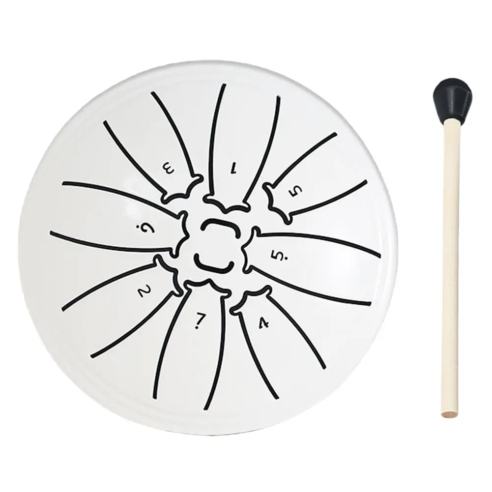 4 Inch 8 Notes Percussion Instruments with Drum Mallet Rain Chime Rain Drum Instrument for Yoga Meditation Unique Gift