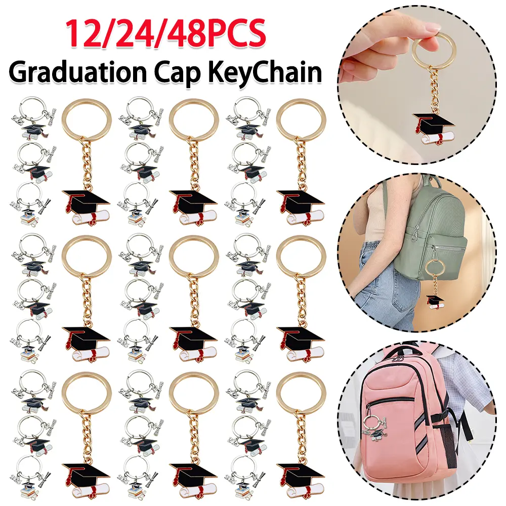 12-48PCS Graduation Gifts Keychain Graduation Party Favors Class of Graduation Keychains for College Seniors Grad Accessories
