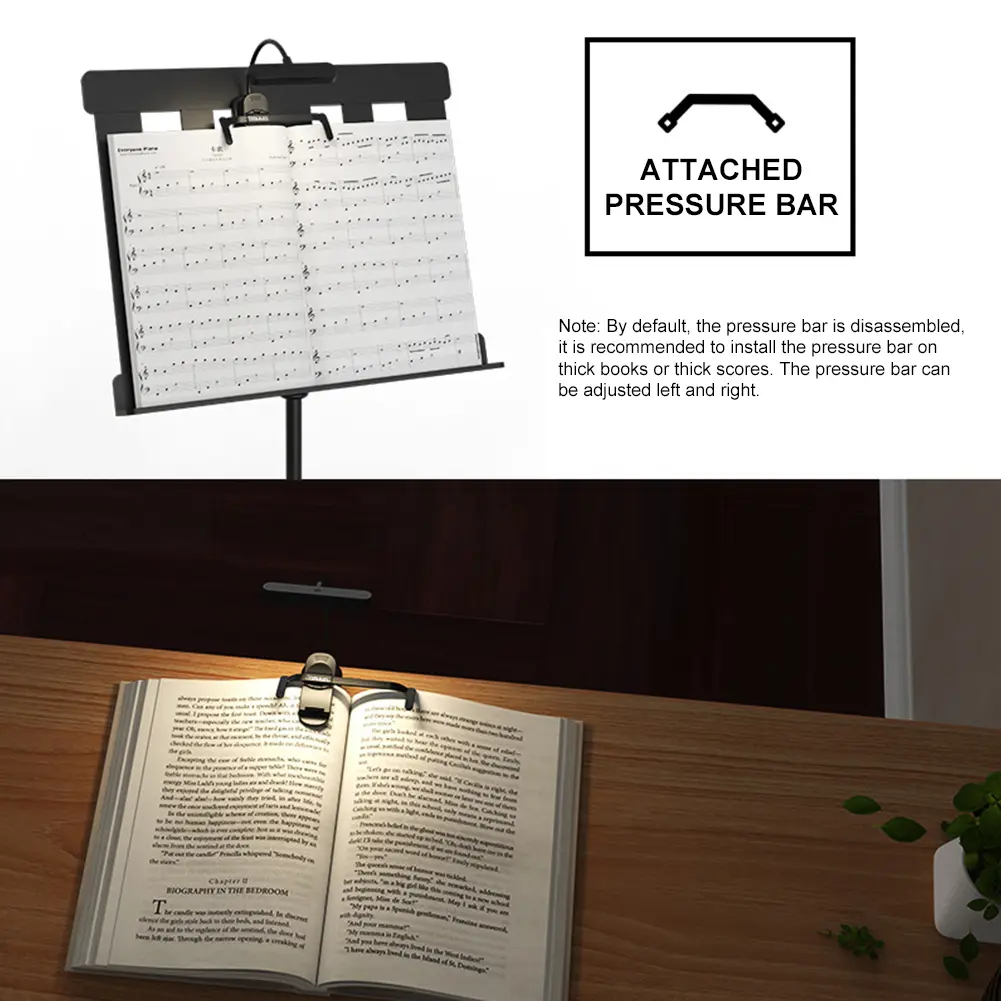 Music Stand Light Adjustable Clip-on Piano Light Touch Control Reading Light 3 Light Color Piano Stand Lamp for Music Sheet