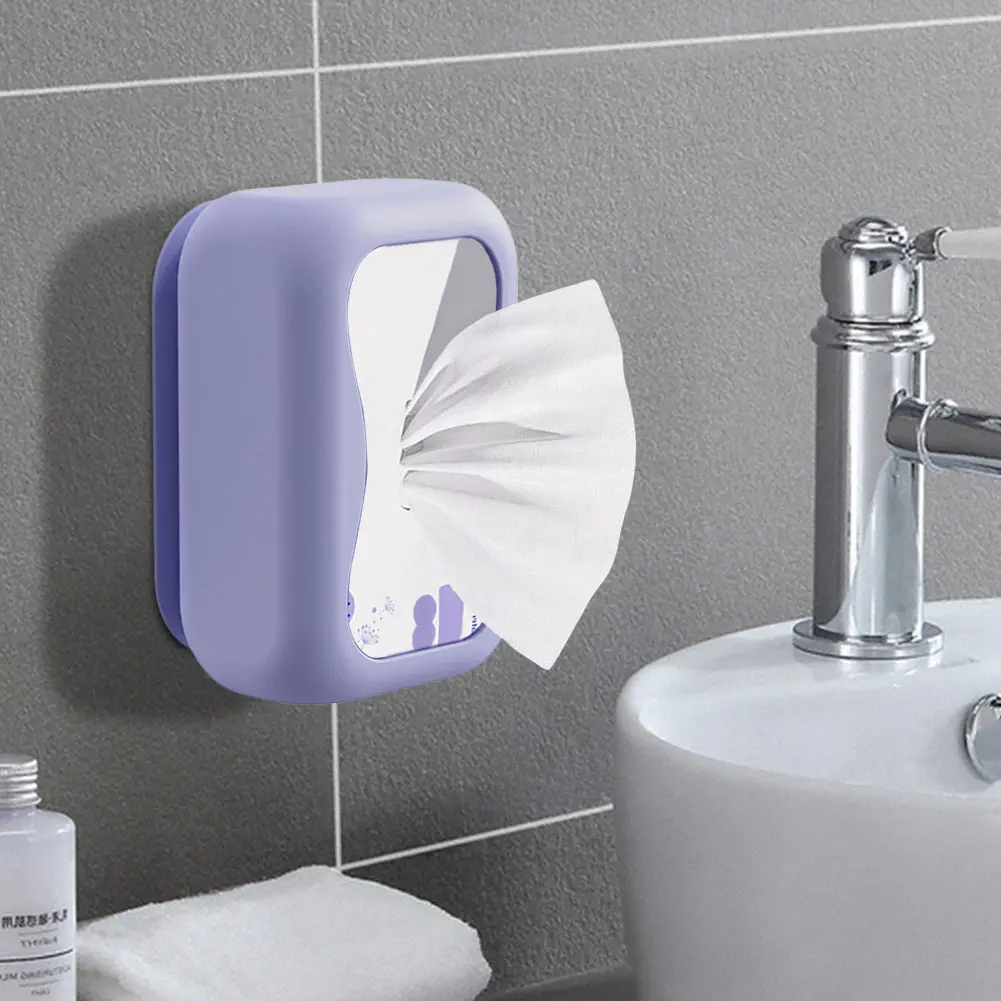 2-10PCS Tissue Box Holder Suction Cup Tissue Box Cover Wall-Mounted Tissues Dispenser Tissue Drawer for Bathroom and Kitchen