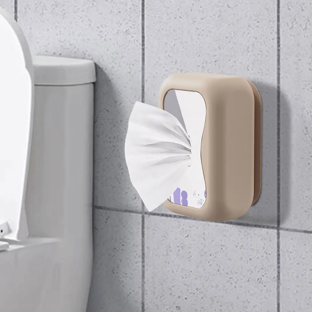 2-10PCS Tissue Box Holder Suction Cup Tissue Box Cover Wall-Mounted Tissues Dispenser Tissue Drawer for Bathroom and Kitchen