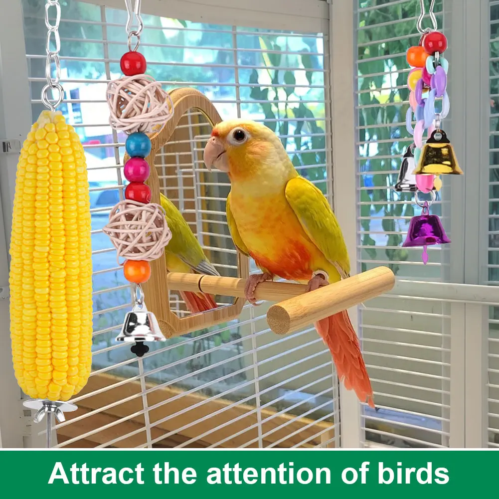10PCS Bird Toys Set Swing Chewing Training Toys Swing Hanging Standing Chewing Toy Bird Perch Stand Bird Cage Accessories