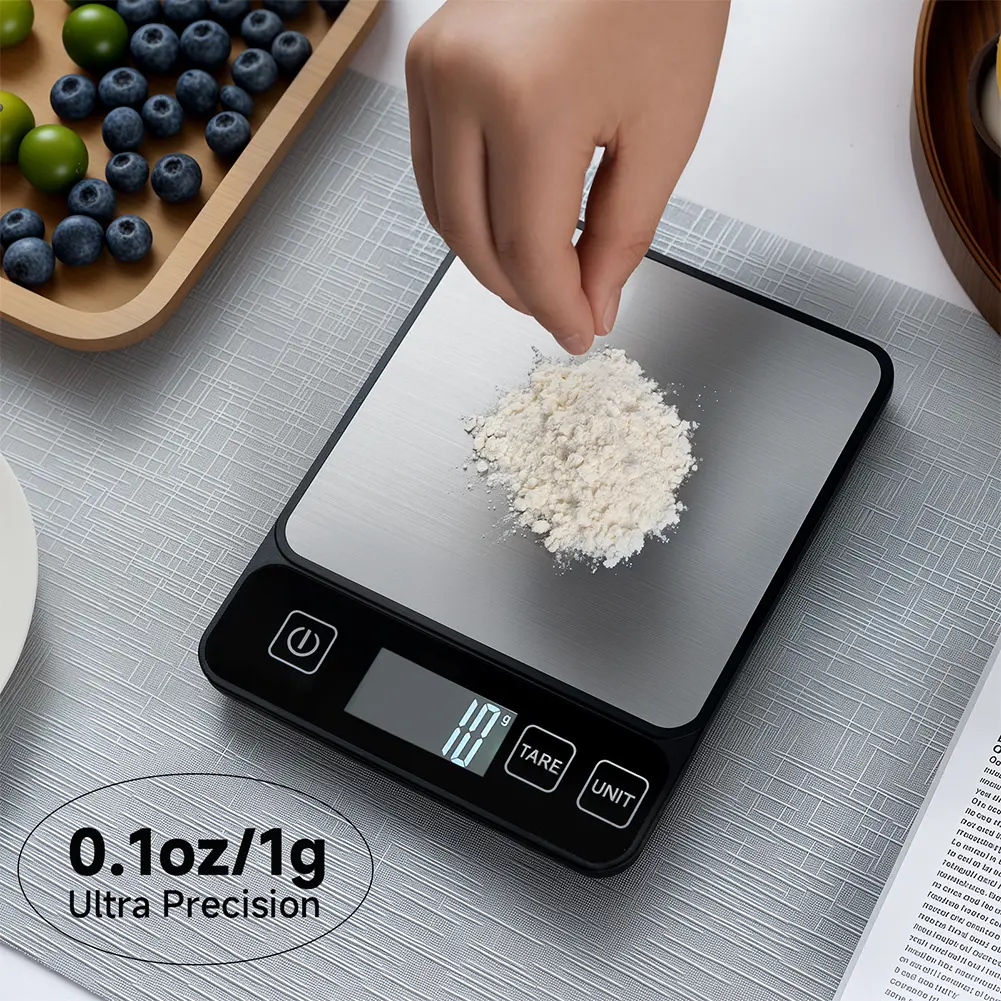 10KG/1G Digital Kitchen Scale with Tare Function Food Scale Stainless Steel Food Kitchen Scale Battery Powered for Home Kitchen