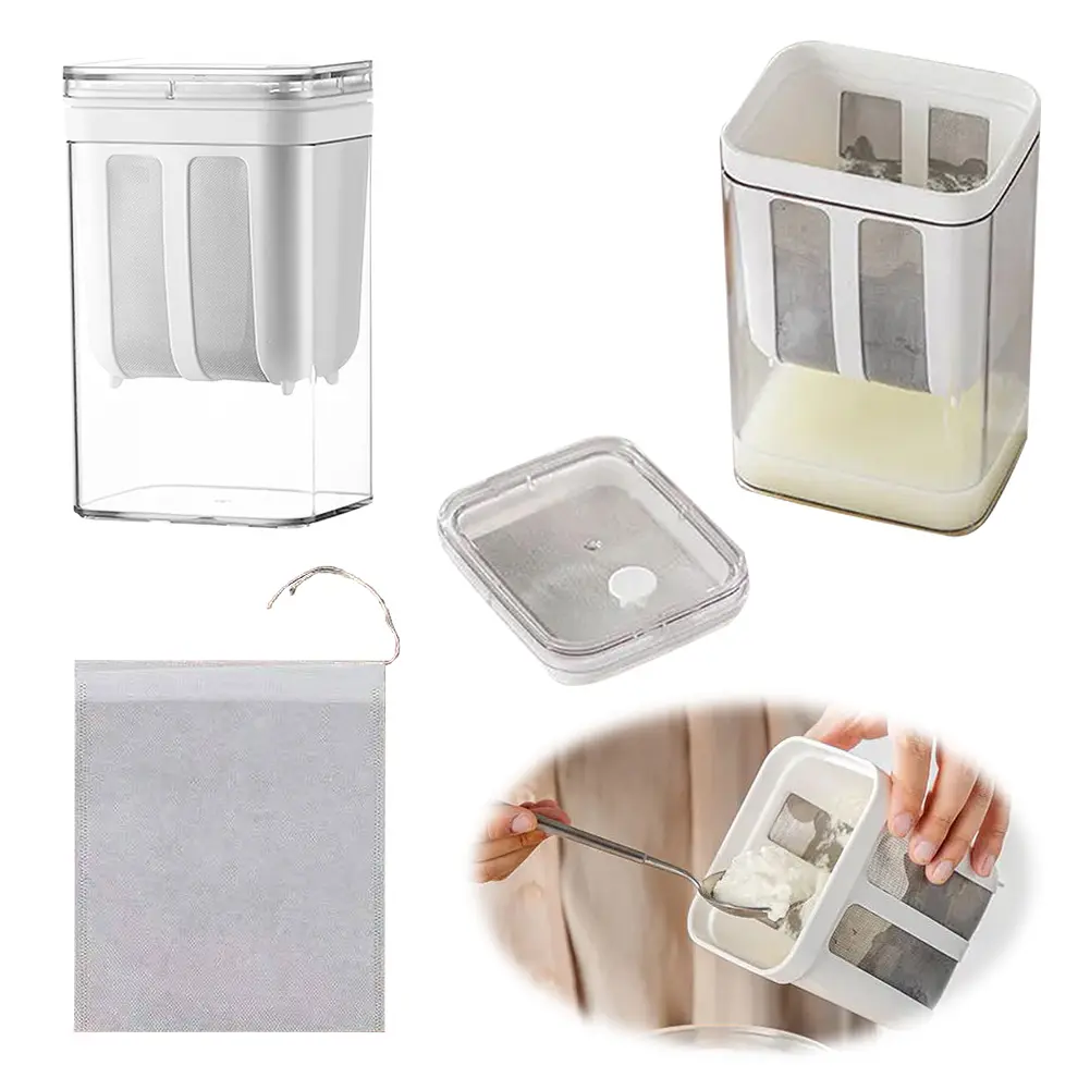 Yogurt Strainer 1100ml Greek Yogurt Machine with Fine Mesh Bag and Lid Whey Separation Tools for Thick Greek Yogurt Soybean Milk