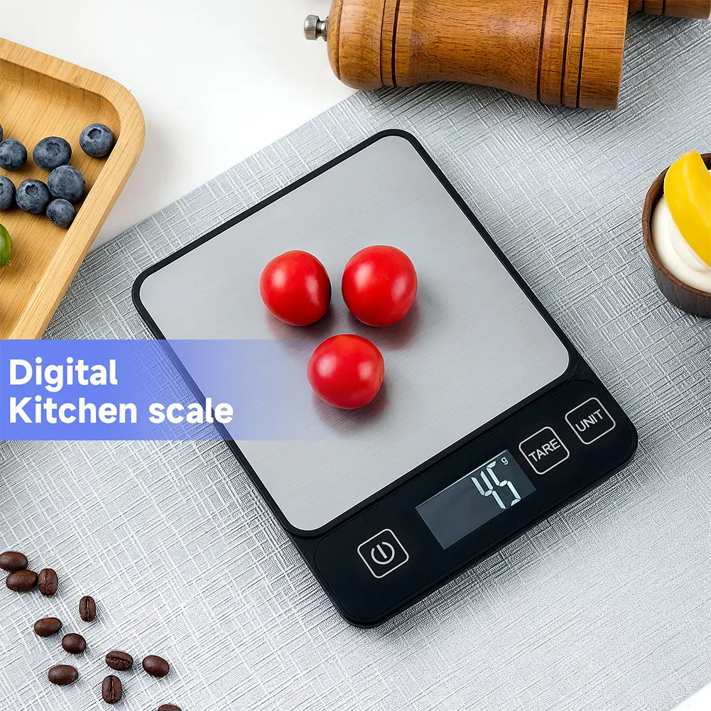 10KG/1G Digital Kitchen Scale with Tare Function Food Scale Stainless Steel Food Kitchen Scale Battery Powered for Home Kitchen
