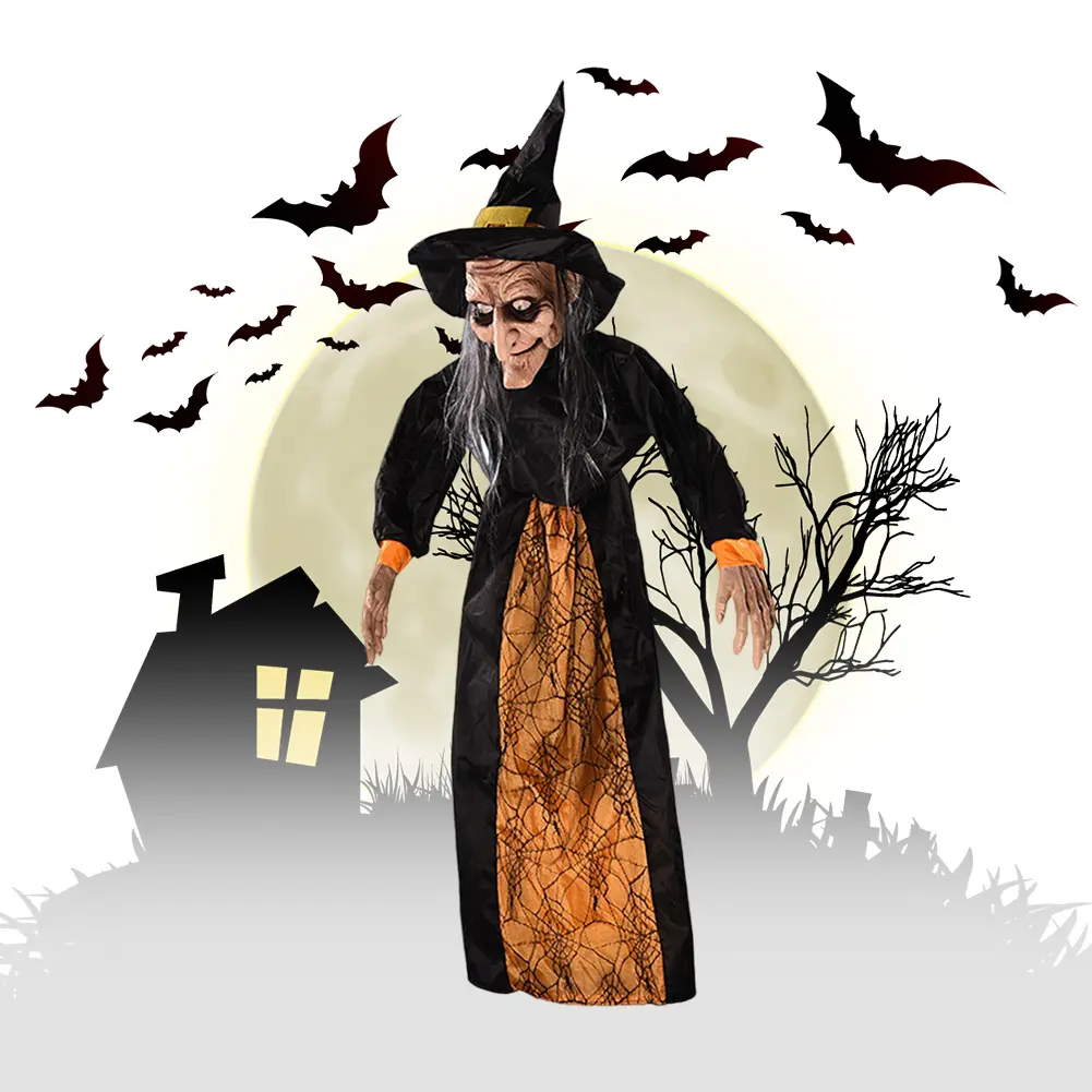 Halloween Hanging Witch Decoration Voice Controlled Haunted House Prop Luminous Soundmaking Ghost Ghost House Horror Decoration