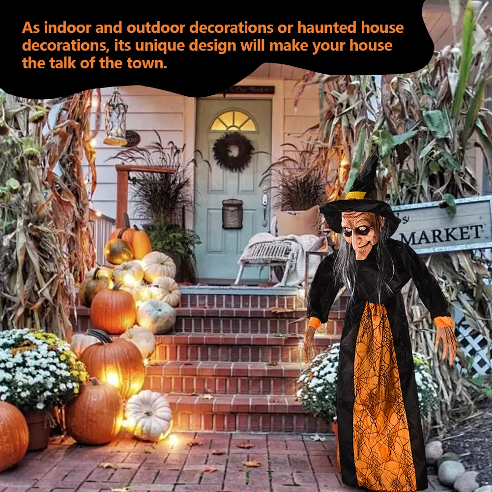 Halloween Hanging Witch Decoration Voice Controlled Haunted House Prop Luminous Soundmaking Ghost Ghost House Horror Decoration