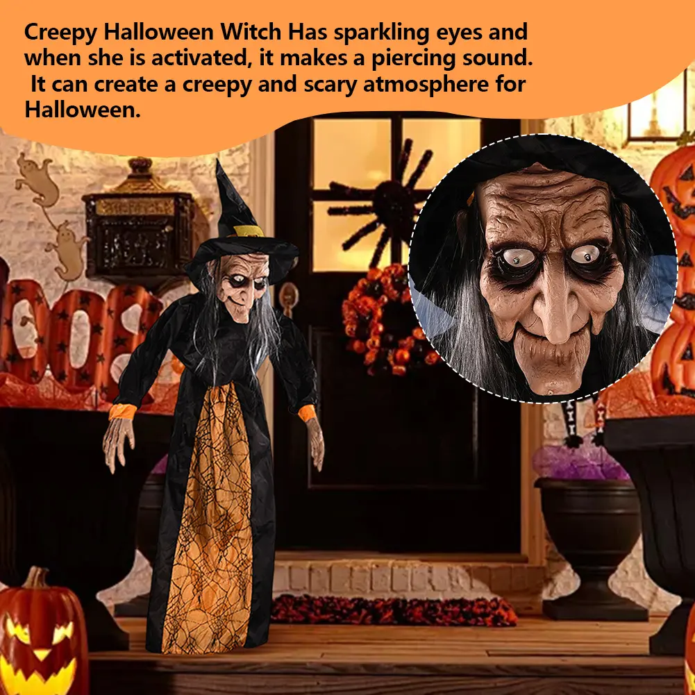 Halloween Hanging Witch Decoration Voice Controlled Haunted House Prop Luminous Soundmaking Ghost Ghost House Horror Decoration