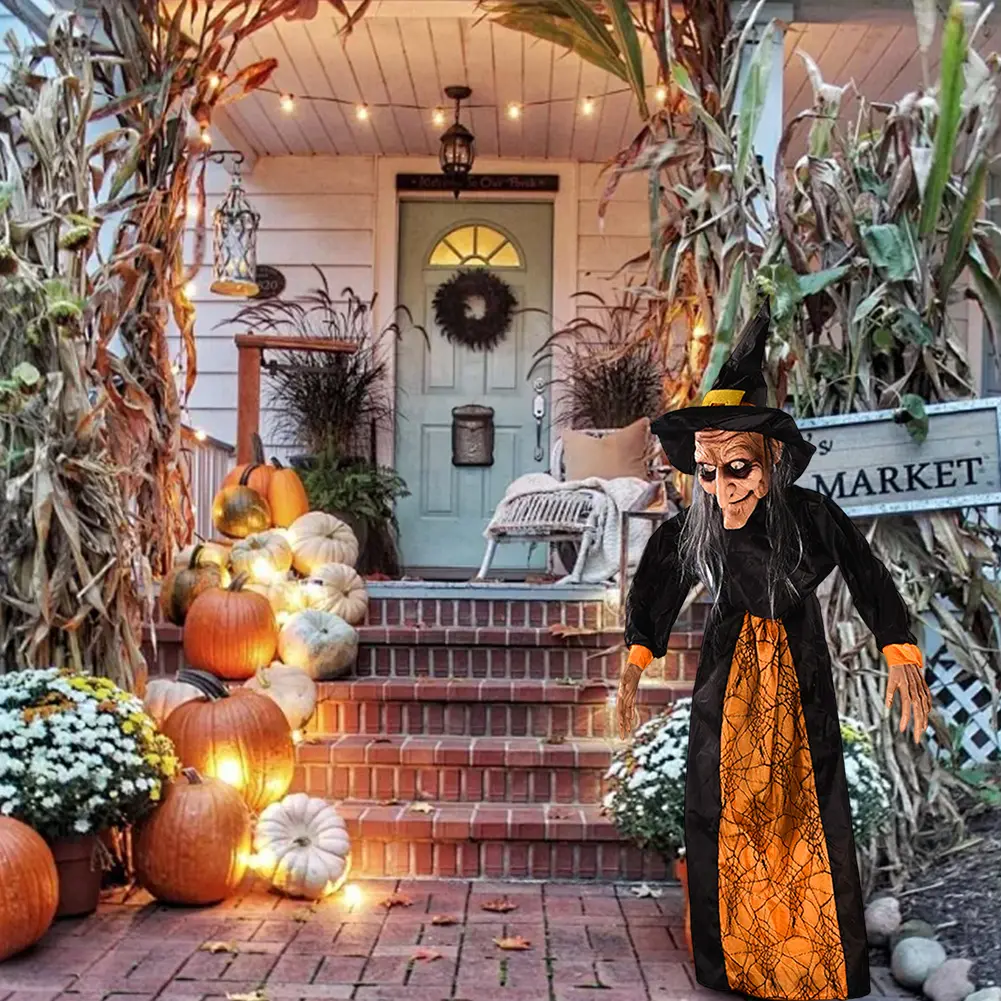 Halloween Hanging Witch Decoration Voice Controlled Haunted House Prop Luminous Soundmaking Ghost Ghost House Horror Decoration