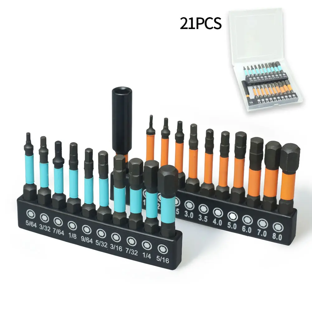 21Pcs Allen Wrench Drill Bit with Storage Case Magnetic Drill Bits Magnetic Hex Screwdriver Bit Set for Woodworking