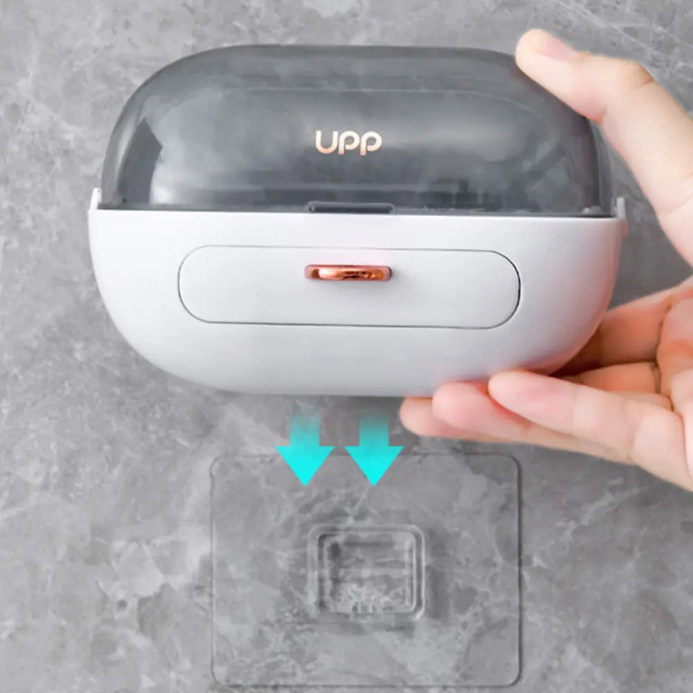 1-5PCS Soap Box Clamshell Soap Holder No Punching Plastic Soap Dish Wall Mounted Self-Adhesive for Home Bathroom Tub
