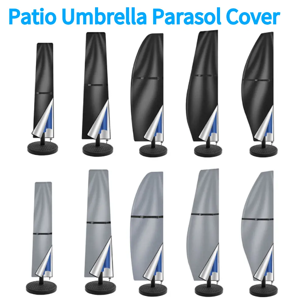 Patio Umbrella Parasol Cover with Zipper Outdoor Anti-UV Protective Cover Cantilever Parasol Rain Cover for Outdoor Umbrellas