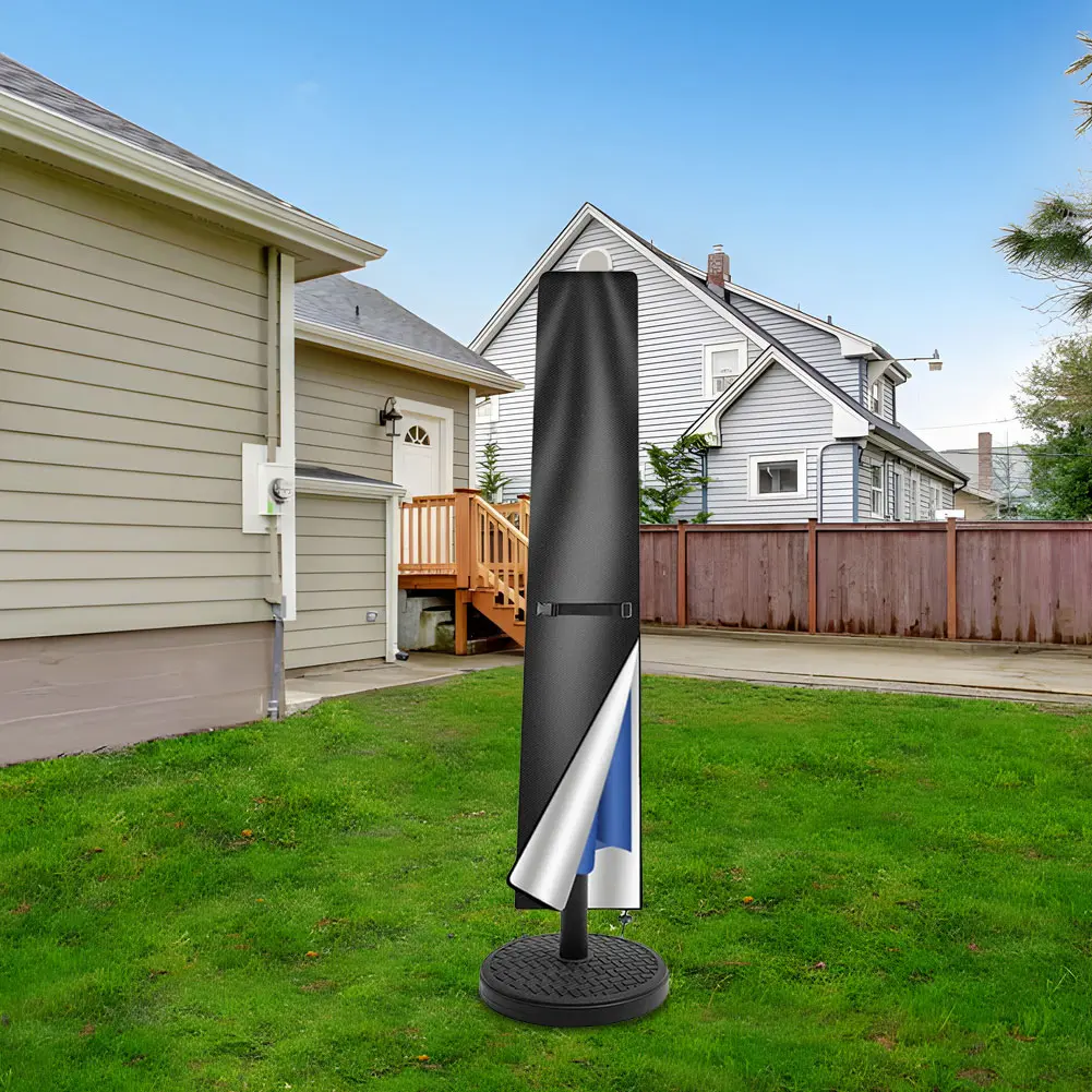 Patio Umbrella Parasol Cover with Zipper Outdoor Anti-UV Protective Cover Cantilever Parasol Rain Cover for Outdoor Umbrellas
