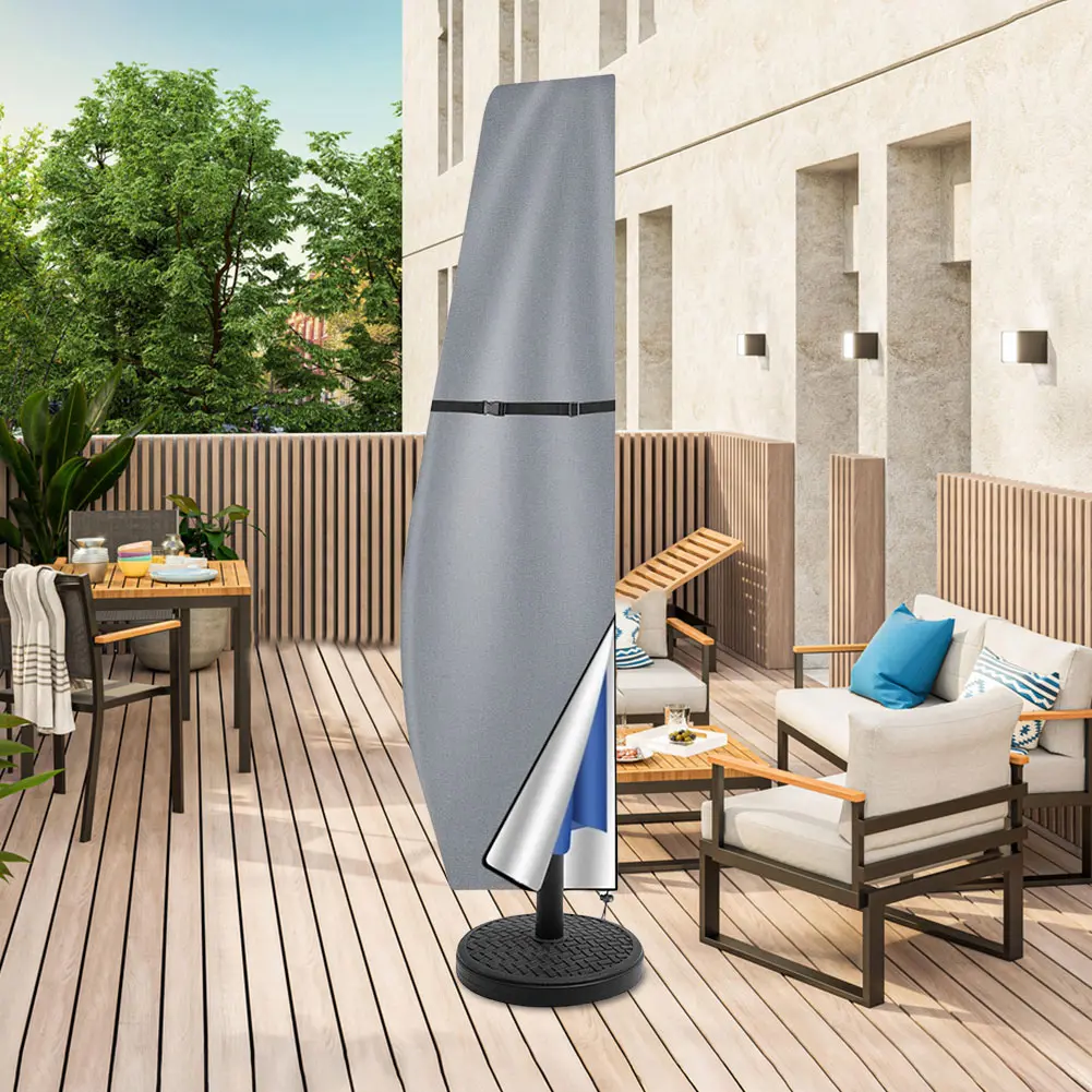 Patio Umbrella Parasol Cover with Zipper Outdoor Anti-UV Protective Cover Cantilever Parasol Rain Cover for Outdoor Umbrellas