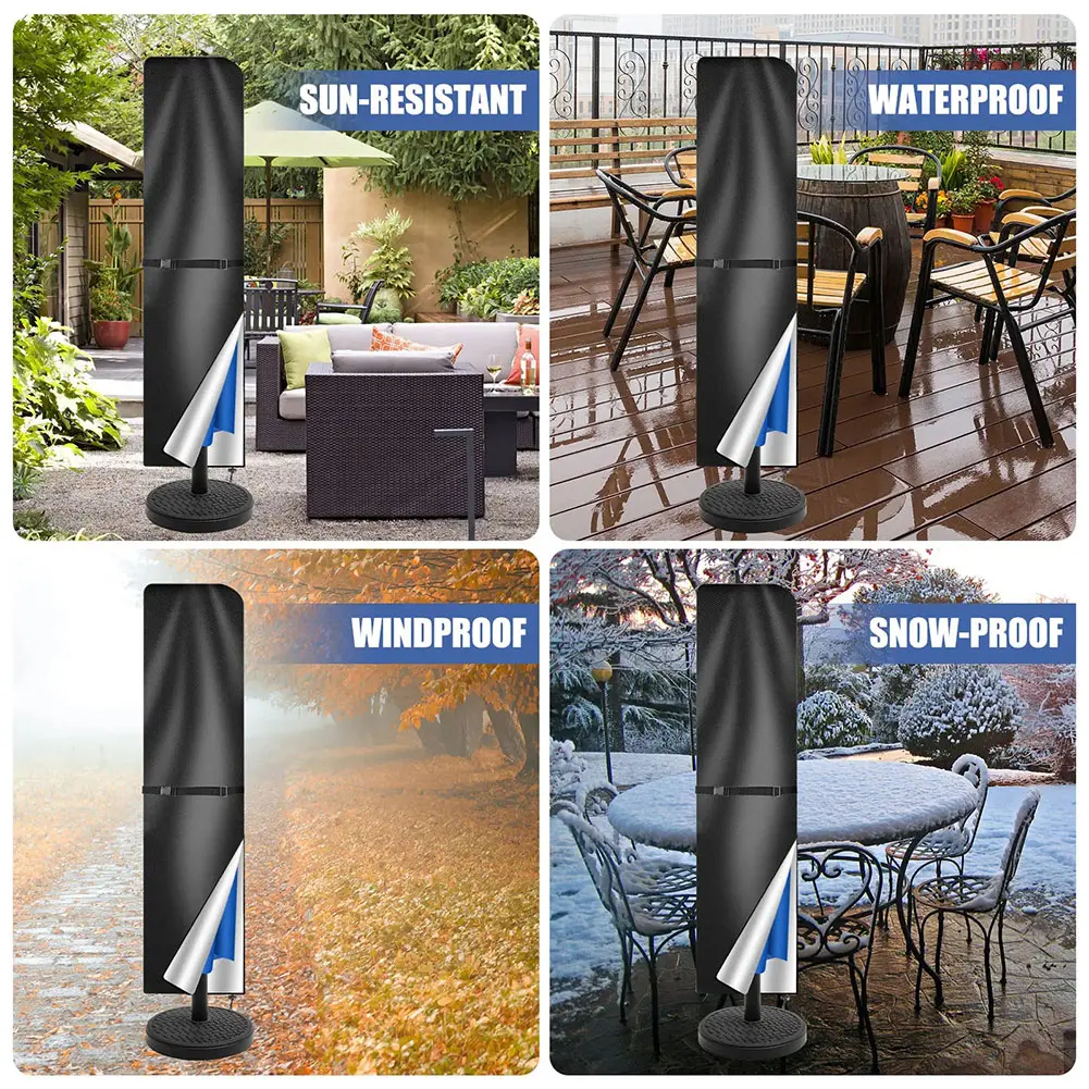 Patio Umbrella Parasol Cover with Zipper Outdoor Anti-UV Protective Cover Cantilever Parasol Rain Cover for Outdoor Umbrellas