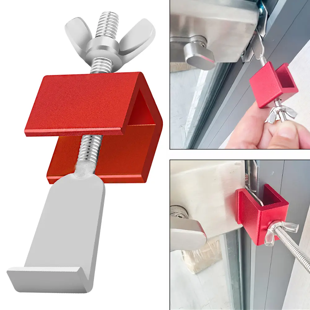 Sliding Door Lock Slide Security Lock Stopper Aluminum Alloy Window Lock for Burglar Proof
