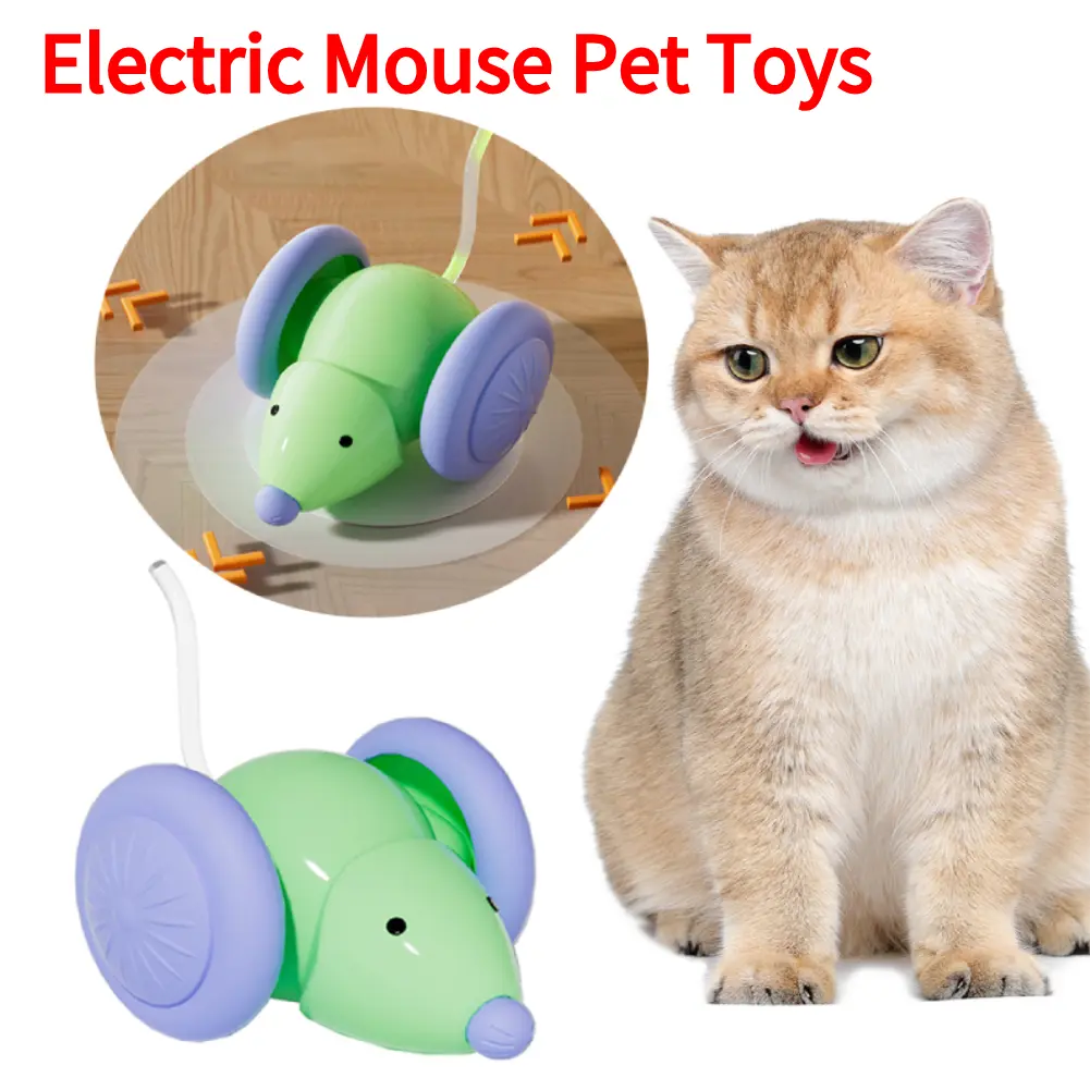 2PCS Electric Mouse Car Interactive Cat Toys with Intelligent Obstacle Avoidance Kitten Toys with LED Lights Cat Mouse Toys