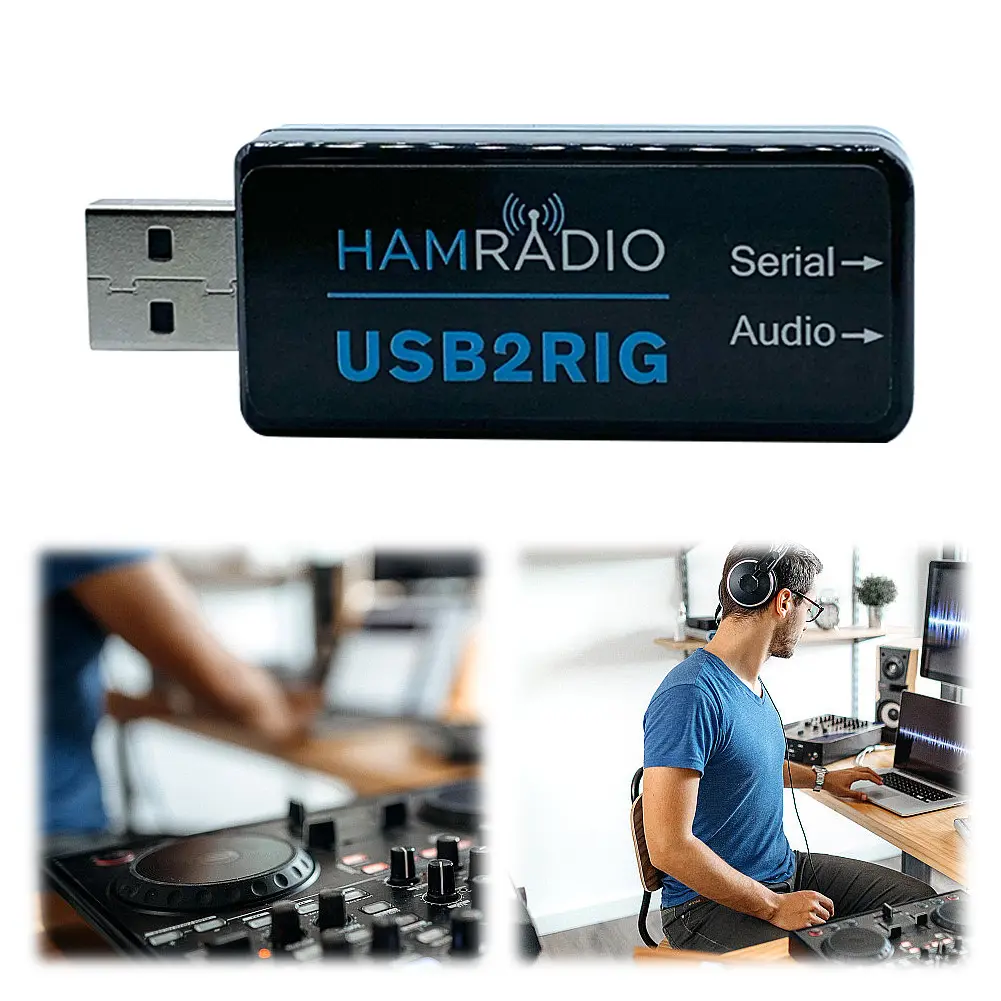 USB2RIG Radio USB Sound Card Connector Support PTT with VOX Control USB Sound Adapter Radio Sound Adapter for KENWOOD YAESU ICOM