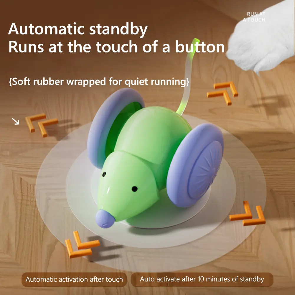 2PCS Electric Mouse Car Interactive Cat Toys with Intelligent Obstacle Avoidance Kitten Toys with LED Lights Cat Mouse Toys
