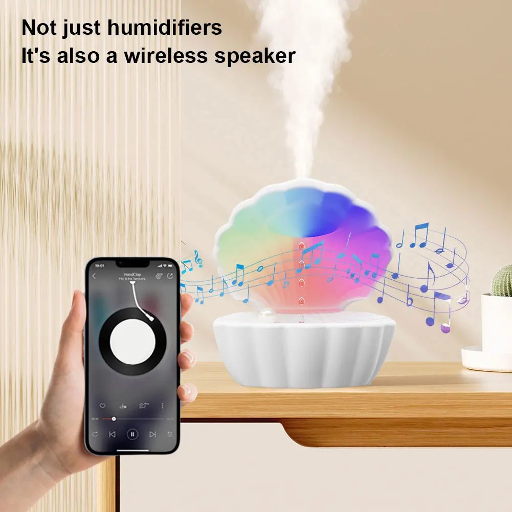 Shell Anti Gravity Humidifier Air Humidifier BT Speaker Cool Mist Humidifier for Bedroom/Baby Nursery/Living Room