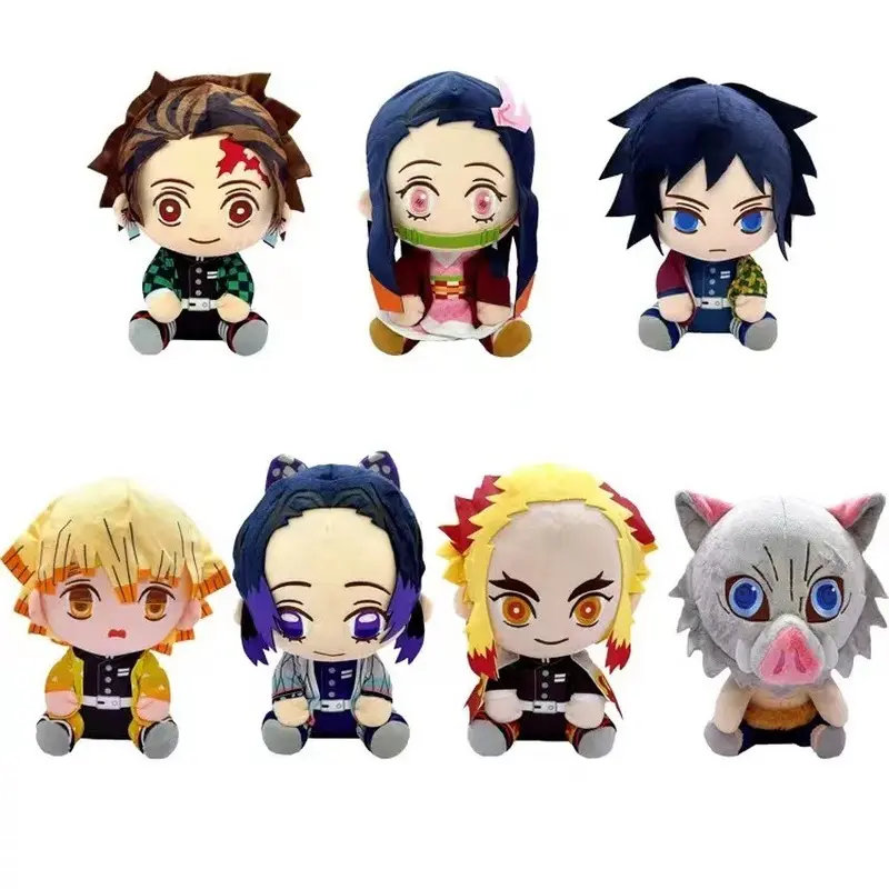 Anime Peripheral Sitting 20-30cm Demon Slayer Plush Toy Doll Kamado Tanjirou Agatsuma Zenitsu Kamado Nezuko Doll Plush Doll