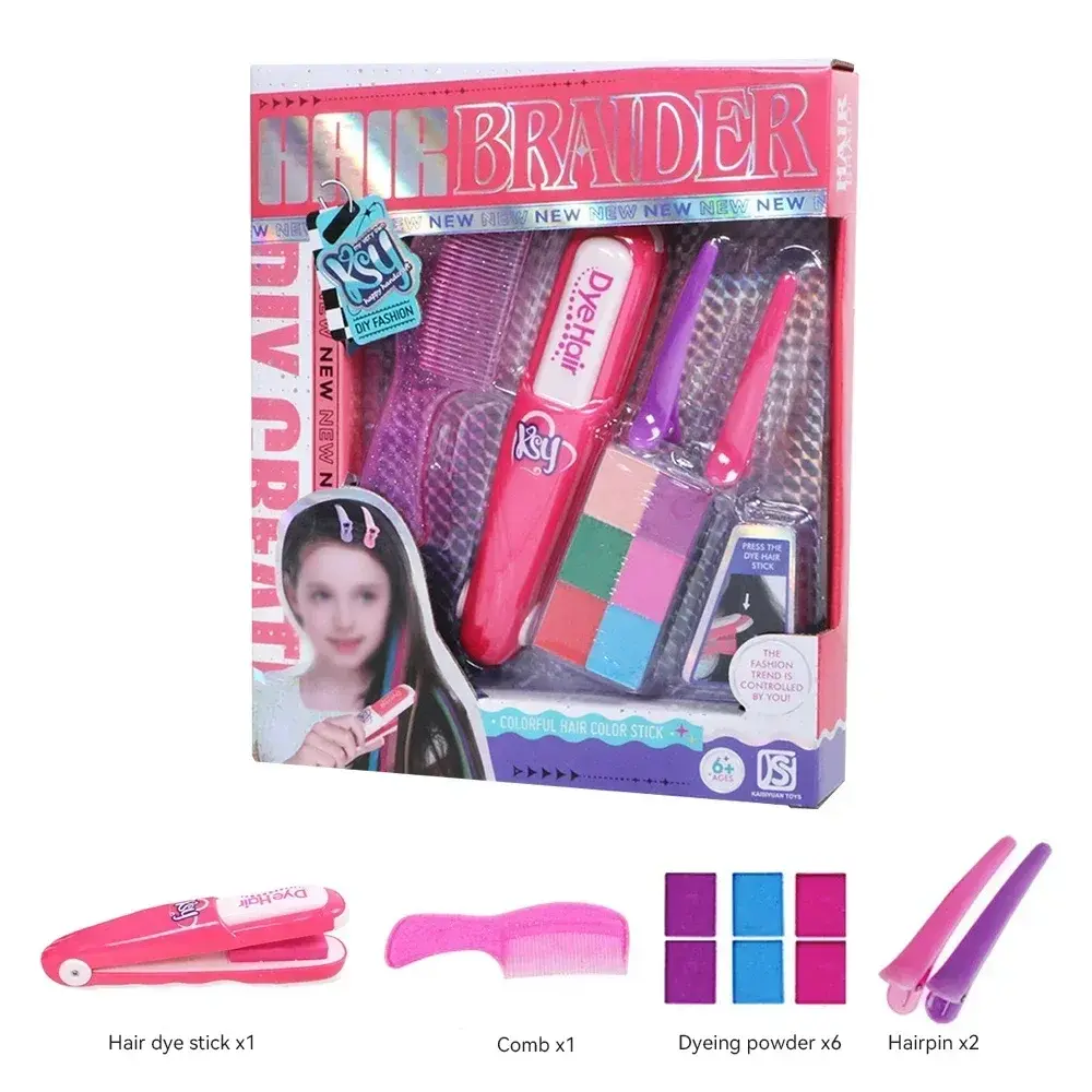DIY Color Hair Stick Set Girl Toy Washable Hair Chalk Set Toy Temporary Bright Hair Dyeing Chalk Comb Set Children's Toy